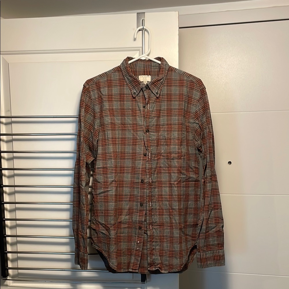 Club Monaco Orange and Gray Casual Button Down Shirt